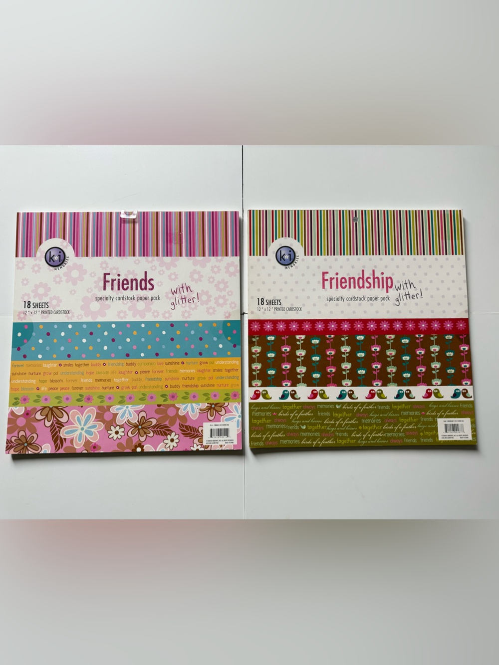 KI Memories SET OF 2 Friendship & Friends 12x12 Specialty Cardstock  18 pgs Each